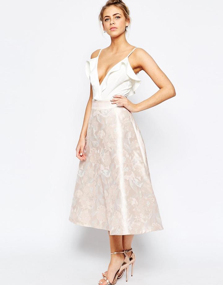 Coast Madsen Jacquard Full Skirt In Pink - Pink
