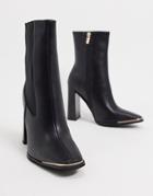 Simmi London Melisa Square Toe Chelsea Boot With Gold Plating In Black