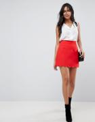 Asos Tailored A-line Mini Skirt With Scallop Hem - Red
