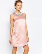 True Decadence A Line Mini Dress With Embellishment - Sugar Pink