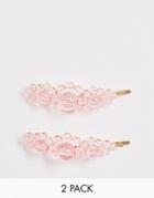 Asos Design Pack Of 2 Hair Clips In Pink Resin Beads