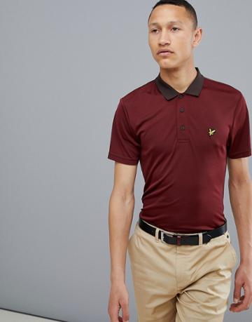 Lyle & Scott Golf Kinloch Stripe Polo Shirt In Burgundy - Red