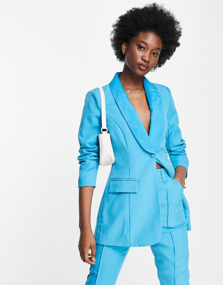 In The Style X Lorna Luxe Fitted Blazer In Blue - Part Of A Set-blues