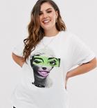 Asos Design Curve T-shirt With Cut About Face Motif