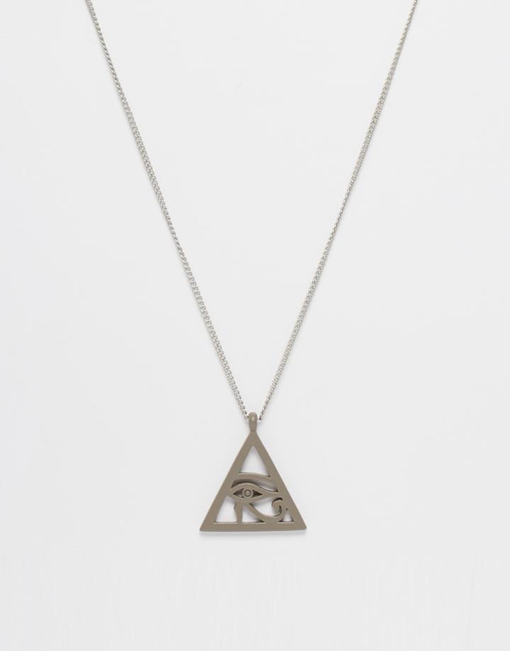Asos Geometric Eye Pendant In Khaki - Khaki