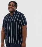 New Look Plus Stripe Revere Collar Shirt - Navy