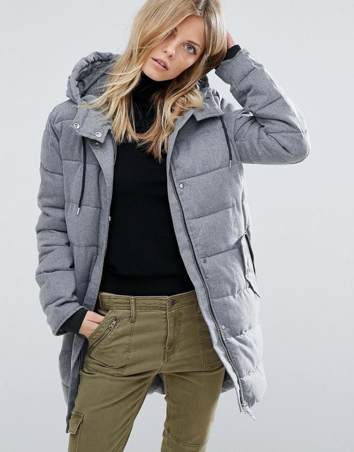 Mango Quilted Padded Jacket With Hood - Gray