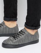 Asos Lace Up Sneakers In Gray Mesh - Black