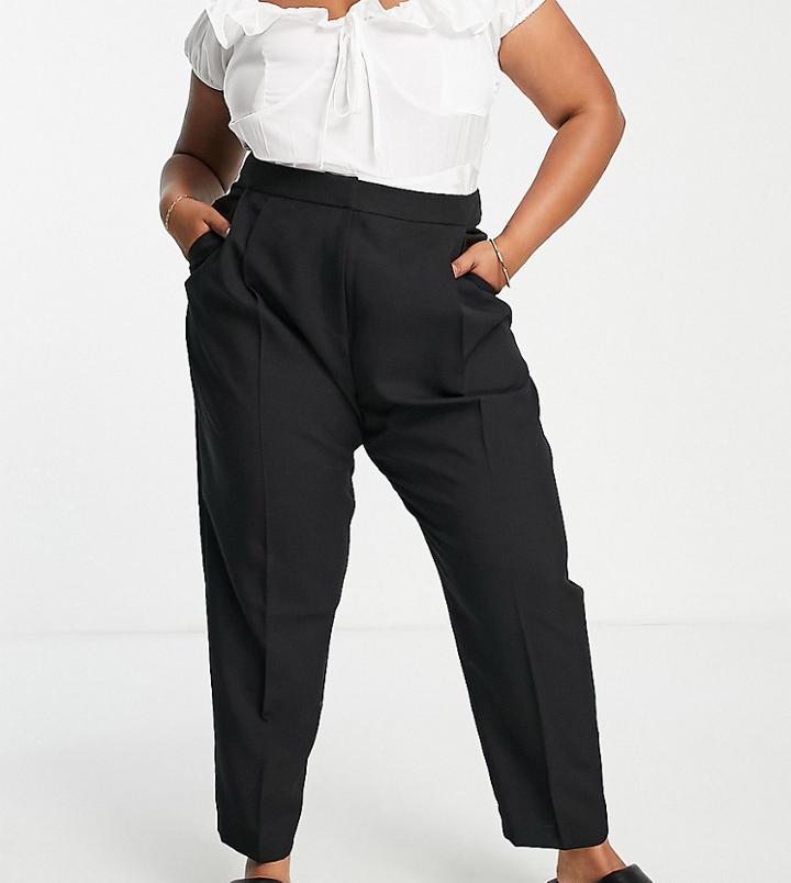 Asos Design Curve Smart Tapered Pants In Black