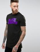 Asos Longline Band T-shirt With Black Sabbath Text Print In Purple - B