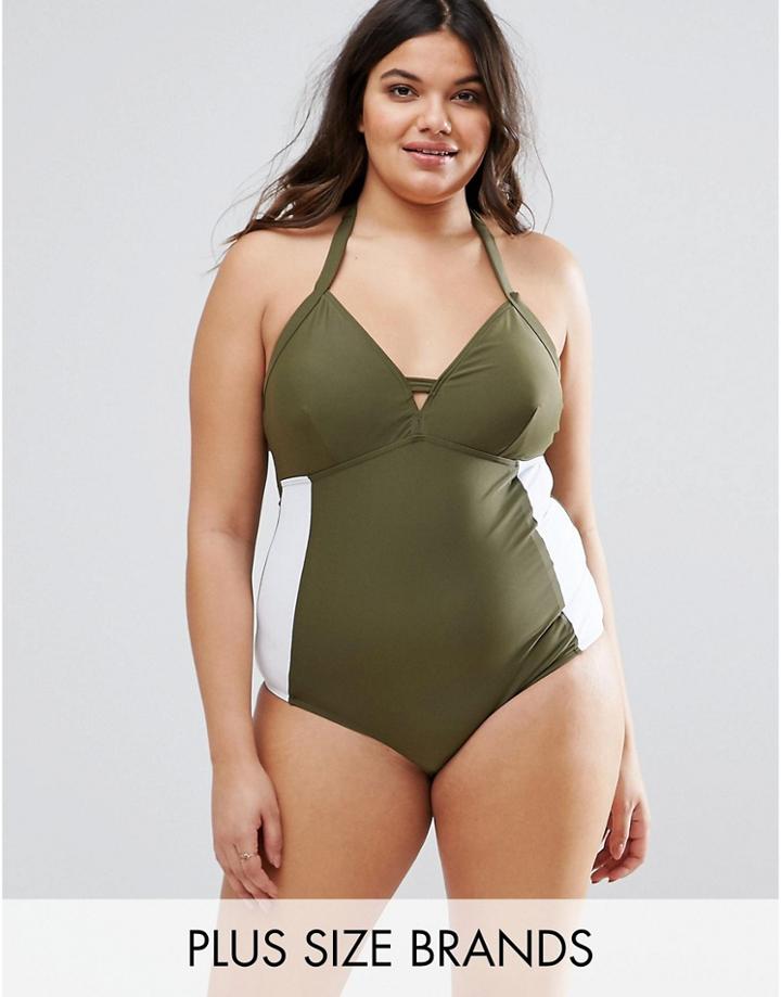 Junarose Color Block Swimsuit - Green
