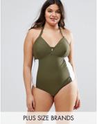 Junarose Color Block Swimsuit - Green
