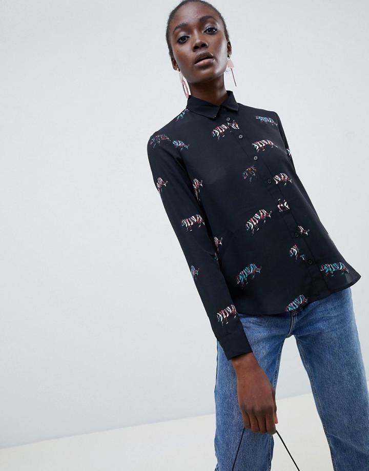 Asos Design Soft Shirt In Tiger Print - Multi