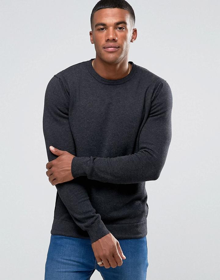 Boss Orange Albinon Crew Sweater Merino Blend Knit - Gray