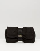 Lipsy Bow Detail Clutch Bag - Black