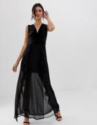 Tfnc V Neck Maxi Dress With Lace Insert - Black