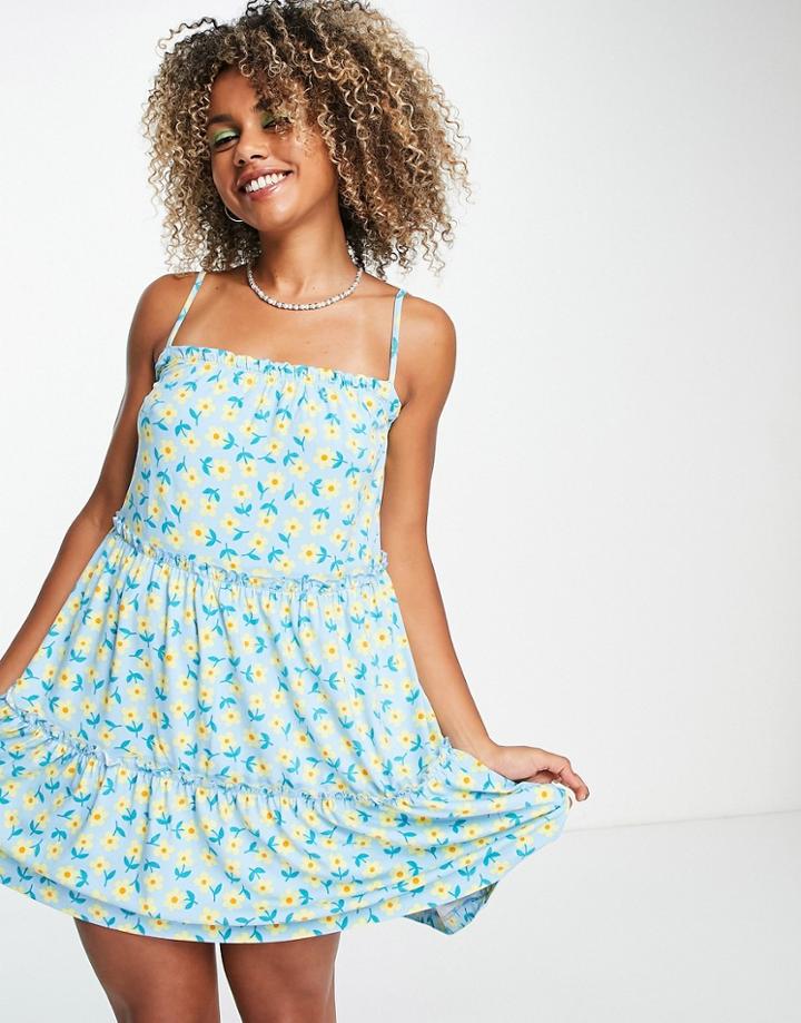 Urban Threads Tiered Swing Dress In Floral Print-multi