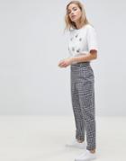 Asos Design Tailored Gingham Tapered Pants With Belt And Buckle Detail - Multi