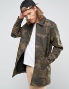Rvlt Revolution Overcoat With All Over Camo Print - Green