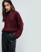 Brave Soul Bluebell Sweater With Oversize Sleeves - Red