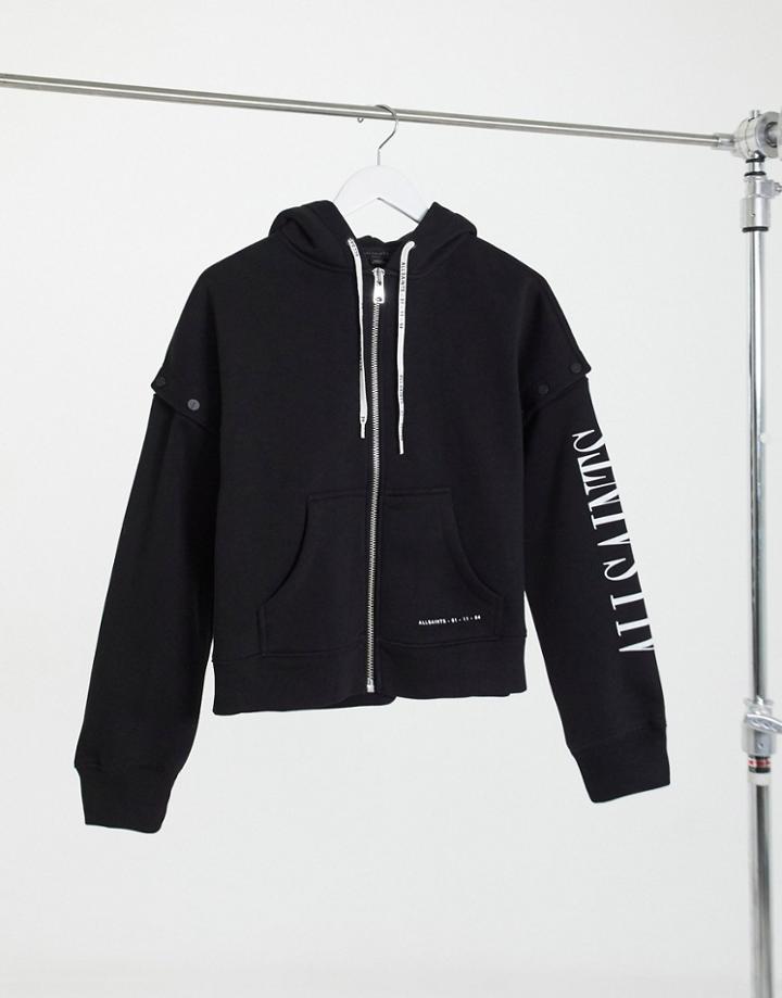 Allsaints Amphia Chlo Zip Hoodie In Black