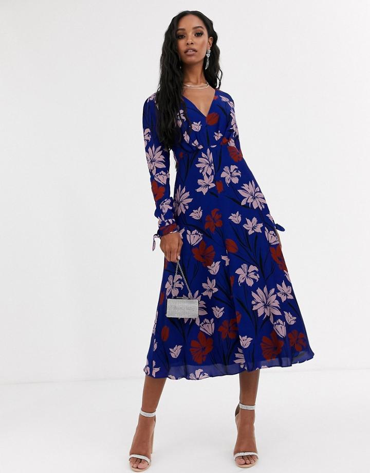 Talulah Remember Me Floral Print Wrap Midi Dress