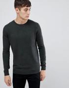Pull & Bear Knitted Join Life Sweater In Khaki - Green