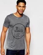 Asos T-shirt In Burnout With Guinness Print - Gray