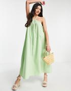 Asos Design Halter Neck Maxi Swing Dress In Apple Green