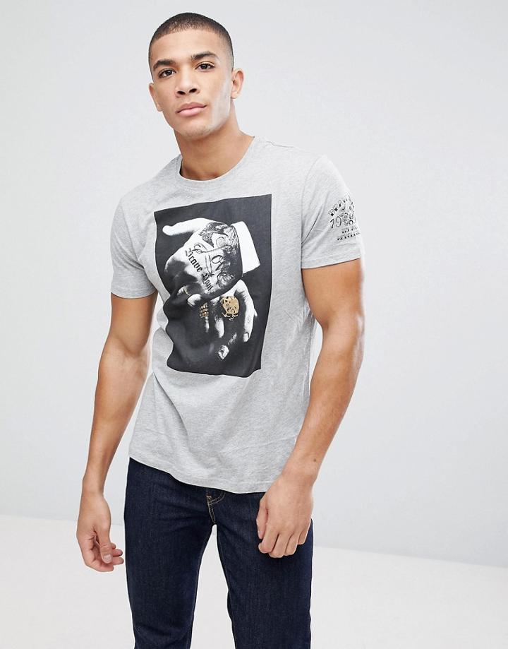 Brave Soul Tattoo Print T-shirt - Gray