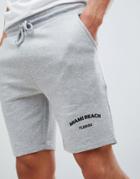 Asos Design Skinny Jersey Shorts With Text Print In Gray - Gray