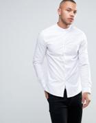 Asos Smart Skinny Oxford Shirt With Grandad Collar - White