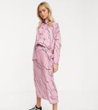 Another Reason Midi Skirt With Toggle Waist In Lightening Print Two-piece-pink