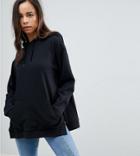 Asos Petite Hoodie With Side Split Detail - Black