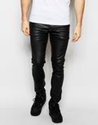 Asos Super Skinny Jeans In Coated Black - Black