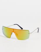 Topshop Rimless Visor With Orange Lens