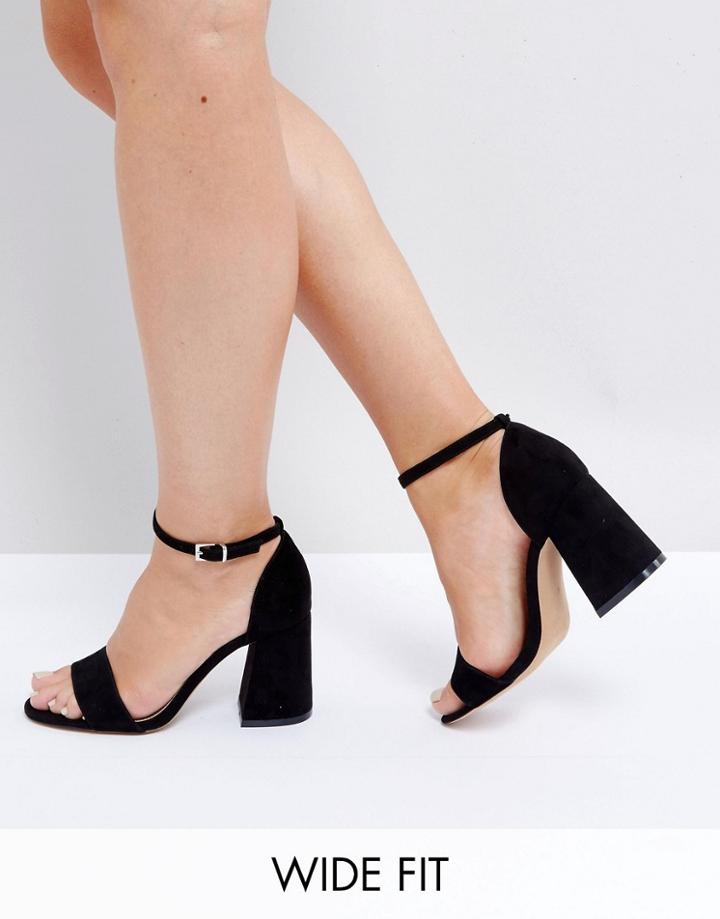 Asos Heartache Wide Fit Heeled Sandals - Black