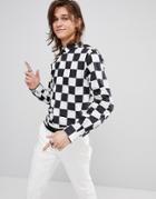 Noose & Monkey Skinny Shirt In Checkerboard - Black