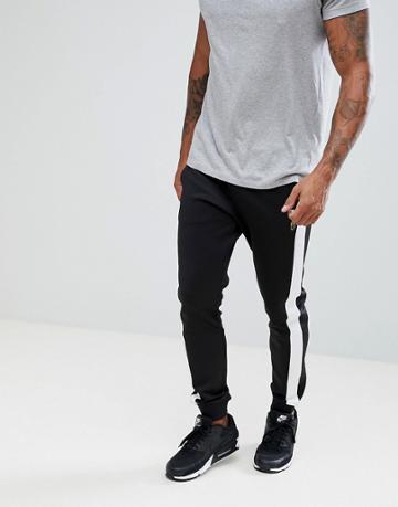 Luke Sport Koeman Tape Detail Joggers In Black - Black