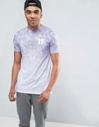 11 Degrees T-shirt In Purple Baroque Print Fade - Purple