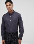 Process Black Plain Poplin Slim Fit Shirt - Gray