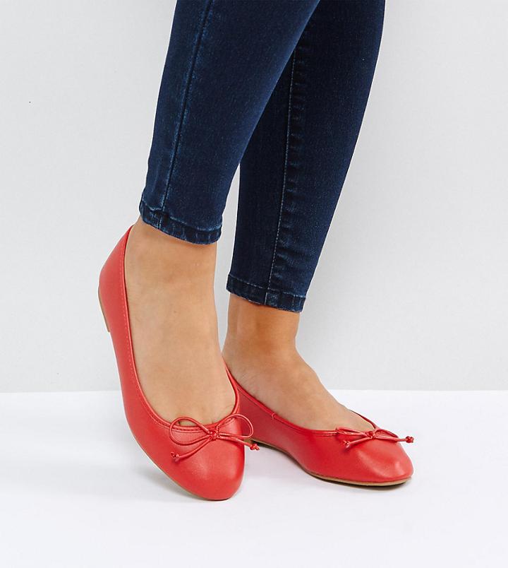 Asos Libra Wide Fit Ballet Flats - Red