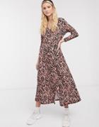 Notes Du Nord Nicci Zebra Print Midi Dress In Rose Zebra-pink