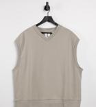 Collusion Unisex Oversized Sleeveless Sweatshirt In Mushroom - Part Of A Set-brown