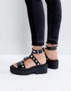 Monki Chunky Stud Detail Sandal - Black