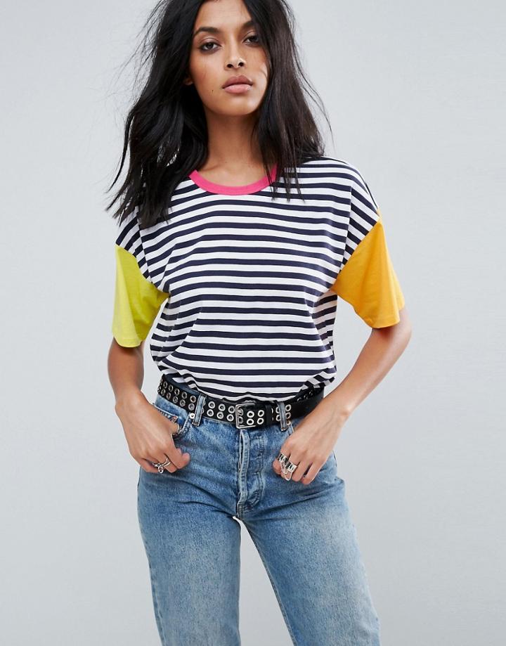 Asos Top In Cutabout Color Block Stripe - Multi