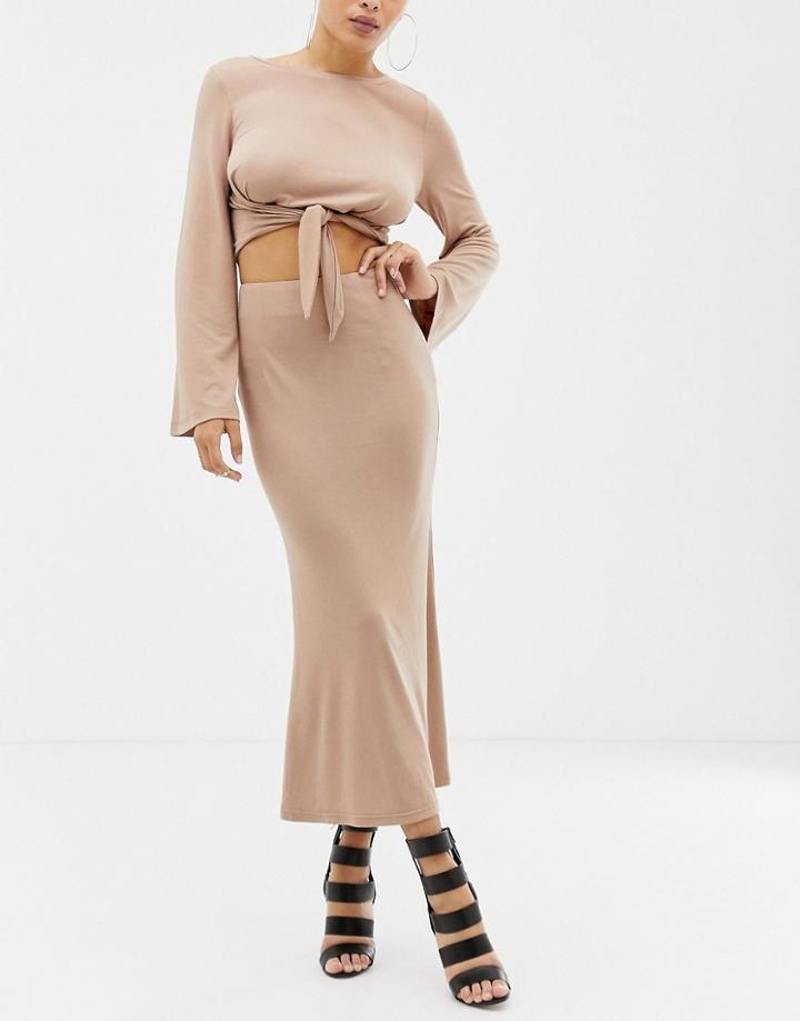 Parallel Lines Midaxi Pencil Skirt Two-piece - Beige