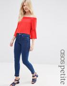Asos Petite Off The Shoulder Top With Ruffle Sleeve - Red