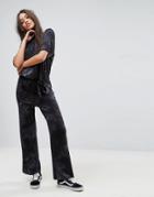 Asos Acid Wash T-shirt Jersey Jumpsuit - Gray