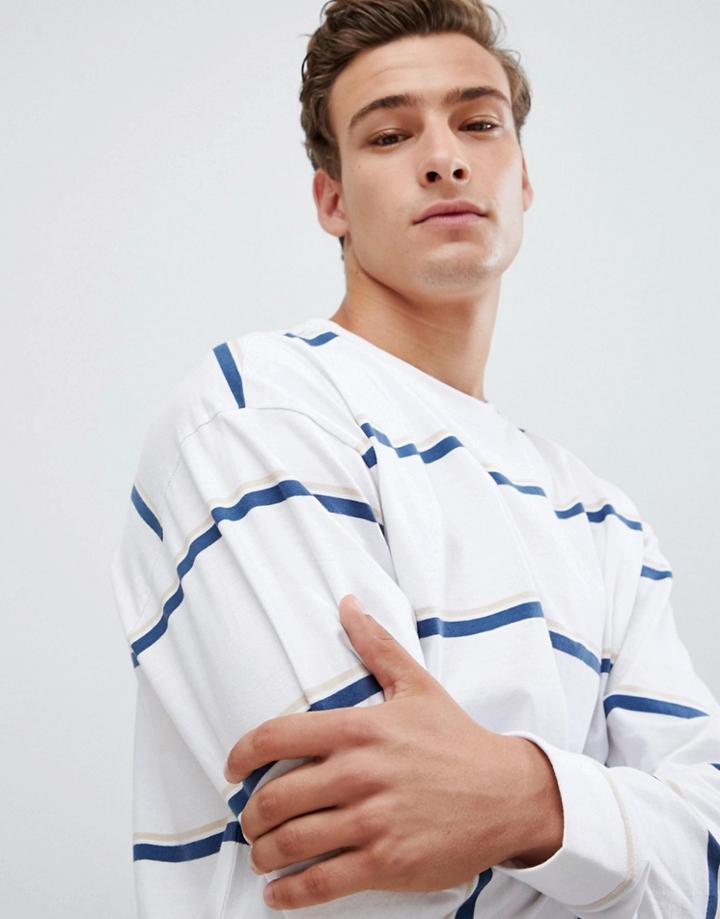 New Look Long Sleeve T-shirt In White Stripe - White